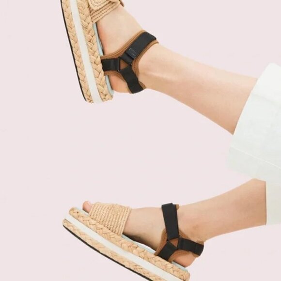 NWOB Kate Spade acapulco raffia flatform sandals sz 40/9.5B - Picture 2 of 14
